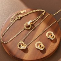 Women's Classic Stainless Steel Roman Numerals Necklace Bracelet Earrings Set - Versatile Simple Daily Jewelry