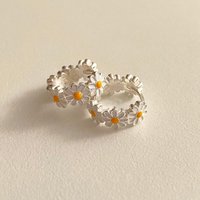 925 Sterling Silver Daisy Earrings For Woman Vintage Luxury Jewelry Engagement Wedding Accessories Allergy