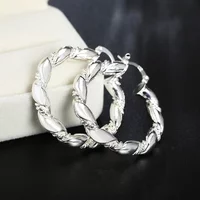 Hot 925 Sterling Silver 4cm Round hoop earrings for women high quality 18K rose gold Fashion Jewelry Wedding party Gift