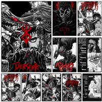 Comic Book B-Berserk Poster Wall Poster Self-adhesive Waterproof for Bedroom/e-sports Room Family Life Pet Anime