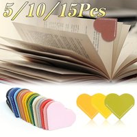 5-15Pcs Faux Leather Heart Shaped Bookmarks, Durable Page Corner Protector Markers for Students Book Lovers Reading Accessories