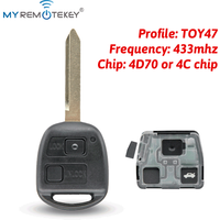 MYREMOTEKEY Car Remote Key Fob Control 736716-A TOY47 Blade PN 89071-0D030 for Toyota Avensis Yaris Auris 304/315/434 Mhz