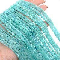 Natural Peruvian Amazonite Faceted Round / Cube Beads 2mm,3mm,4mmFine Jewelry Making, DIY Bracelet And Necklace