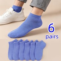 6 Pairs Of Spring And Summer Unisex Casual Breathable Navy Blue Anti Slip Comfortable Anti Slip Wear-Resistant Ankle Socks