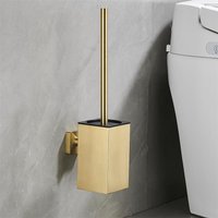 304 Stainless Steel Toilet Brush Black Bathroom Cleaning Scrub Holder with Toilet Brush Wall Mounted Toilet Bowl Brushed Gold