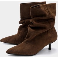 Liyke Designer Pleated Sued Ankle Boots For Women Winter Street Vintage Pointed Toe Thin Low Heels Runway Shoes Brown Booties