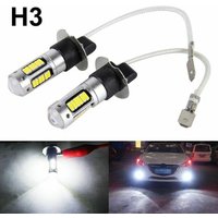 2 Pcs H3 LED Fog Light Bulbs Conversion Kit Super Bright Canbus 6000K White 100W Dustproof Waterproof Cars Lights Fog Light Bulb