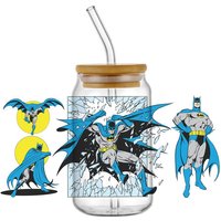 40 New Design 3D Cartoon Superhero Batman Decal UV DTF Cup Wrap for 16oz Libbey Glasses DIY Mug Waterproof Transfer Sticker