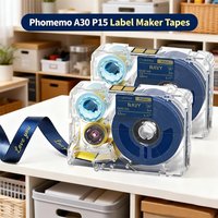 Phomemo A30 P15 Exclusive Gold Print Navy Satin Ribbon 1 Pack, High Quality Fabric Ribbons for Wedding Bouquet Gift Packing