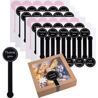 100pcs Black Thank You long sealing sticker pudding bottle sticker, baking box label sticker, baking, handicraft products