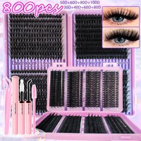 QUEENICE cils grappe bricolage Extension de cils plateau mixte grappes cils moelleux cils individuels Extension de cils oeil de chat