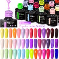 MEET ACROSS 7ml 140 Colors Glitter Gel Nail Polish Fluorescent Laser Semi Permanent Soak Off Nail Art UV Gel Varnish Manicure