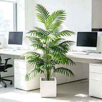 Areca Palm Artificial Bonsai in Pot, Fake Plastic Green Plant Tree for Home Room Indoor Outdoor Garden Office Party Decoration