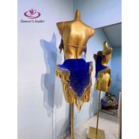 Latin Dance Stage Women's High-end Custom Suede Super Flash Dress Samba Rhinestone Performance Costume Dress