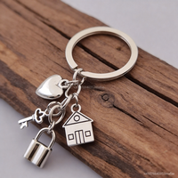 Housewarming Keychain Bag Charm New Home Blessing Pendant for Women Men Car Keys Backpack Purse Hanging Gift Accessories