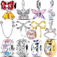 Hot Sale 925 Silver Charms Beads Butterfly Series Fit Original Bracelet Making Fine Jewelry Women DIY Gift