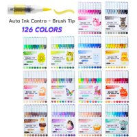 ROSYMENG 9 Colors Direct Liquid Acrylic Paint Pens Brush Color Marker Pen for Painting PK LANGUO DIY Art Supplies Stationery Pen
