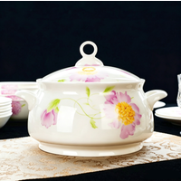 9 inch, bone china tureen, sun-flower design, porcelain soup for soup, ceramic soup with lid, soup tureen, tureen tableware