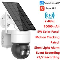 3MP Tuya SmartLife Battery Solar Powered WiFi Outdoor Surveillance Security PIR Human Detection PTZ Motion Tracking CCTV Camera