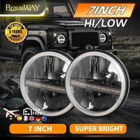 Braveway 7 Zoll LED-Scheinwerfer H4 Hi-Low DRL Blinker für 4x4 Jeep Wrangler TJ JK LJ CJ Land Rover Defender Hummer 12V 24V
