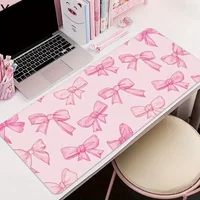 New Cute Pink Bow Mouse Pad Large Keyboard Desk Pads 900x400mm Playmat Non-slip Rubber Base Washable Rug for Office and Home Use