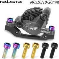 RISK 4PCS M6x16/18/20mm Bicycle Disc Brake Fixed Bolts Bicycle Titanium Screws Mountain Bike Brake Caliper Clamp