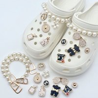 Whole Set Hot Sale DIY Hole Shoes Charms Cute Black Bear Glasses Accessories Designer Quality Garden Shoe Decoration Girl Gift