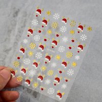 1Pcs 5D Winter Red Deer Antler Hat Snowflakes Nail Art Sticker Christmas Snowman SantaClaus Gift Nail Decal Xmas Adhesive Slider
