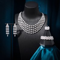 INJEWELIFE Five Layer Jewelry Set for Women Cubic Zirconia Wedding Engagement Party Dudai Necklace Jewellery Accessories 00026
