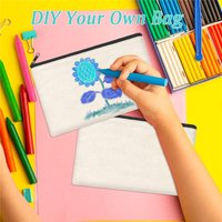 8pcs Blank DIY Craft Bag Canvas Pencil Case Makeup Bags Zipper Pouch- Makeup Bag&Pencil Case For DIY Crafts,School supplies