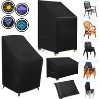 Outdoor Chair Covers Waterproof Stacked Dining Chairs Dustproof Anti-UV 210D Oxford Fabric Patio Furniture Protector Organizer