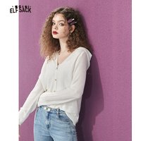 ELFSACK Women's Regular Knit Pullover with Solid Color, Casual Soft Long Sleeve Sweater, Cozy Everyday Top