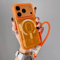 Slot Card Wallet For Magsafe Magnetic Candy Wrist Strap Clear Case For iPhone 11 12 13 14 15 16 17 Pro Max Plus Shockproof Cover