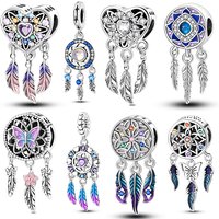 Sparkling Heart-Shaped Dreamcatcher Pendant 925 Silver Charm Bead Fit 3mm Original Bracelet Necklace Women DIY Fine Jewelry Gift