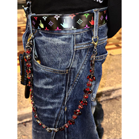 Pigeon Blood Gem Handmade Pants Chain luxurious Unisex One's Waist Retro Minimalism Key Chain Fashion Punk Hip Hop Accessories