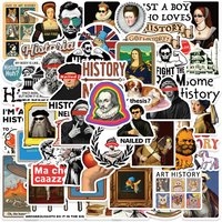 50Pcs Funny History Stickers DIY Stickers Scrapbooking Phone Luggage Skateboard Waterproof Decals