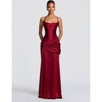Elegant Satin Fishbone Dress For Women Slim Fit Lace Up High Waist Corset Package Hip Skirt 2026 New Lady Party Vacation Dresses