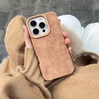 Personalized Customizable Initials Name Case For iPhone 17 16 15 14 13 12 11 Pro Max Plus Luxury Matte Suede Soft Leather Cover