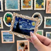 Van Gogh Art Series Fridge Magnets, High-End Starry Sky Creative Magnetic Photo Frames, Retro 3D Decorative Stickers, Travel Souvenirs, Home Decor Stickers, Best Birthday Gift