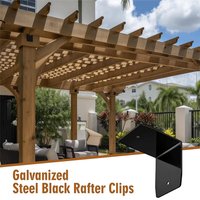 12Pcs Rafter Clips With Screws Black Galvanized Steel Clips Pergola Brackets For Outdoor Wood Structures Corner Brackets