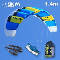 9KM 0.6~1.5㎡ 2 Line Parafoil Kite Set Professional Beginner Traction Trainer Kite With Wrist Strap + Dyneema Line + Bag