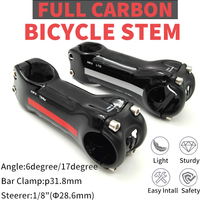 AliExpress NONE T800 Carbon MTB Road Bike Stem 31.8mm Clamp 28.6mm Steerer 6° 17° Angle Carbon Fiber Bicycle Handlebar Stem 60-120mm
