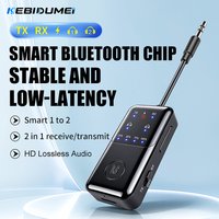 KEBIDUMEI 2 in 1 Bluetooth 6.0 Audio Transmitter Receiver One to Two Wireless Adapter 3.5mm AUX HiFi Stereo Adapter For Car TV