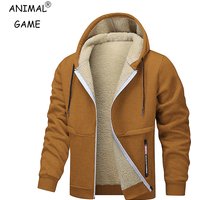 AliExpress NONE Animal Game Outdoor Hoodies for Men Fleece Ski Jackets Sherpa Lined Climbing Hooded Zipper Jacket Thick Streetwear Cycling Coats