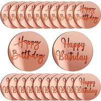 20pcs Acrylic Cake Disc Cupcake Toppers Mirror Acrylic Cake Toppers Round Birthday Engraved Topper Charms