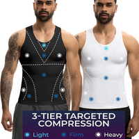 Miss Moly Gynecomastia Compression Shirts for Men Sleeveless Vest 3 Tier Compression Slimming Underwear Tummy Control Shaper
