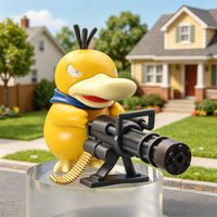 9cm Pokemon Cartoon Sweet Gatling Gun Psyduck Standing Posture Action Figure Collection Model Ornament Desktop Decoration Gifts