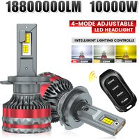 Tri Color H7 LED Headlights H1 H8 H9 HB3 9005 9006 CANbus with Remote Control 10000W 6000K 4300K 3000K H4 H11 LED Bulbs For Car