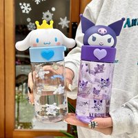 500ML Sanrio Hello Kitty Kuromi Clear Cup Anime Melody Cinnamoroll Outdoor Camping Travel Kawaii Water Mugs Friend Birthday Gift