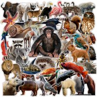 50/100PCS Realistic Nature Animal Doodle Stickers, Clear PET Decals for Suitcase Skateboard Helmet Notebook Stationery